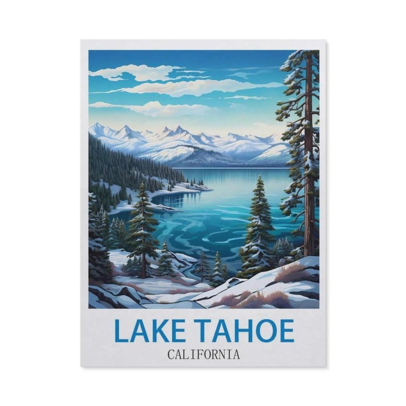 BEAYODKP Lake Tahoe California，Diamond Art Kits for Adults and Kids, Full Drill Round Rhinestone Paint with Diamonds（50 x 60 cm/19.68 x 23.62 inches）-CJ75