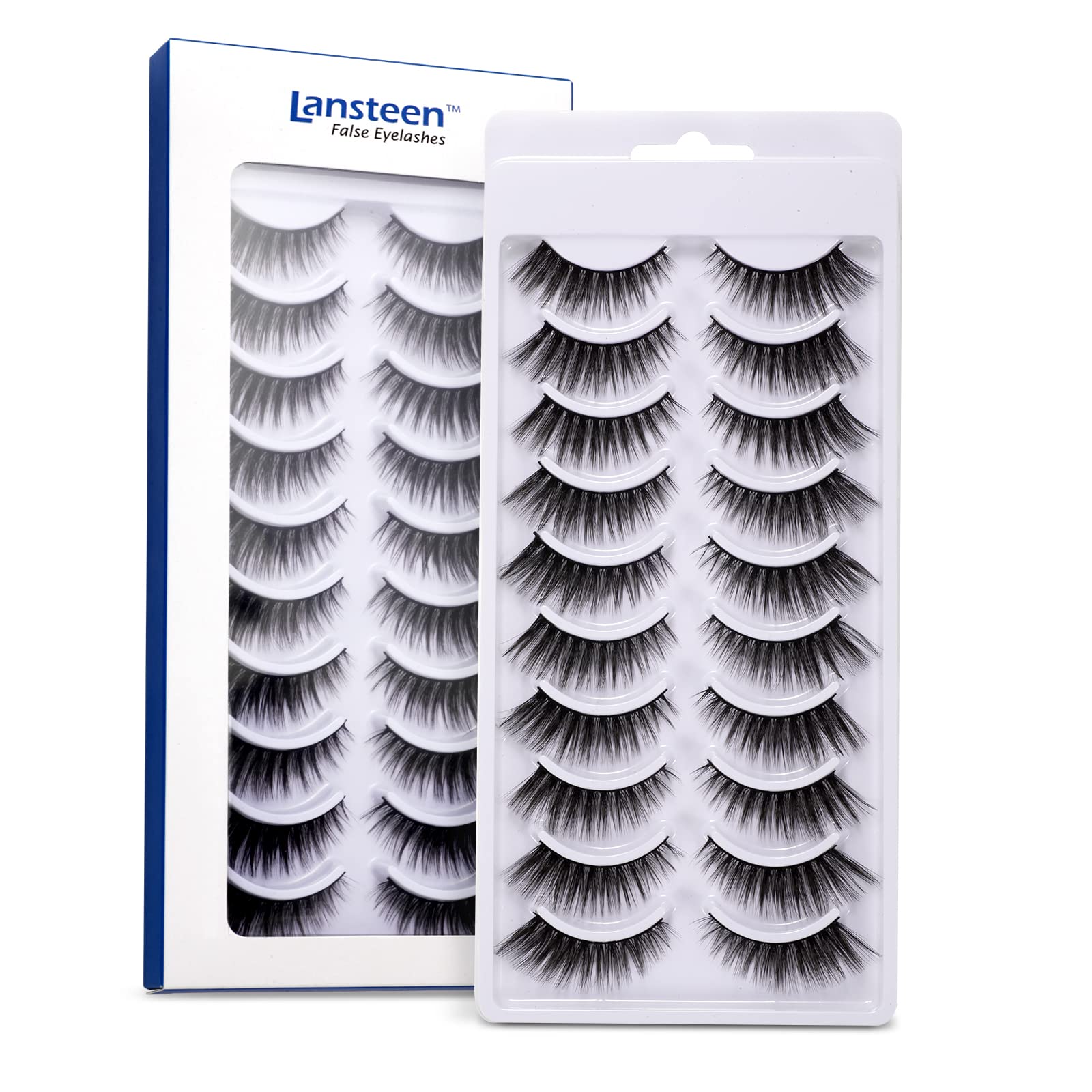 Amazon.com: Lansteen False Eyelashes,10 Pairs Fox False Lashes,15mm Natural  Look Fluffy Eye Lashes-Faux Mink Wispy Fake Eyelashes Pack : Beauty &  Personal Care