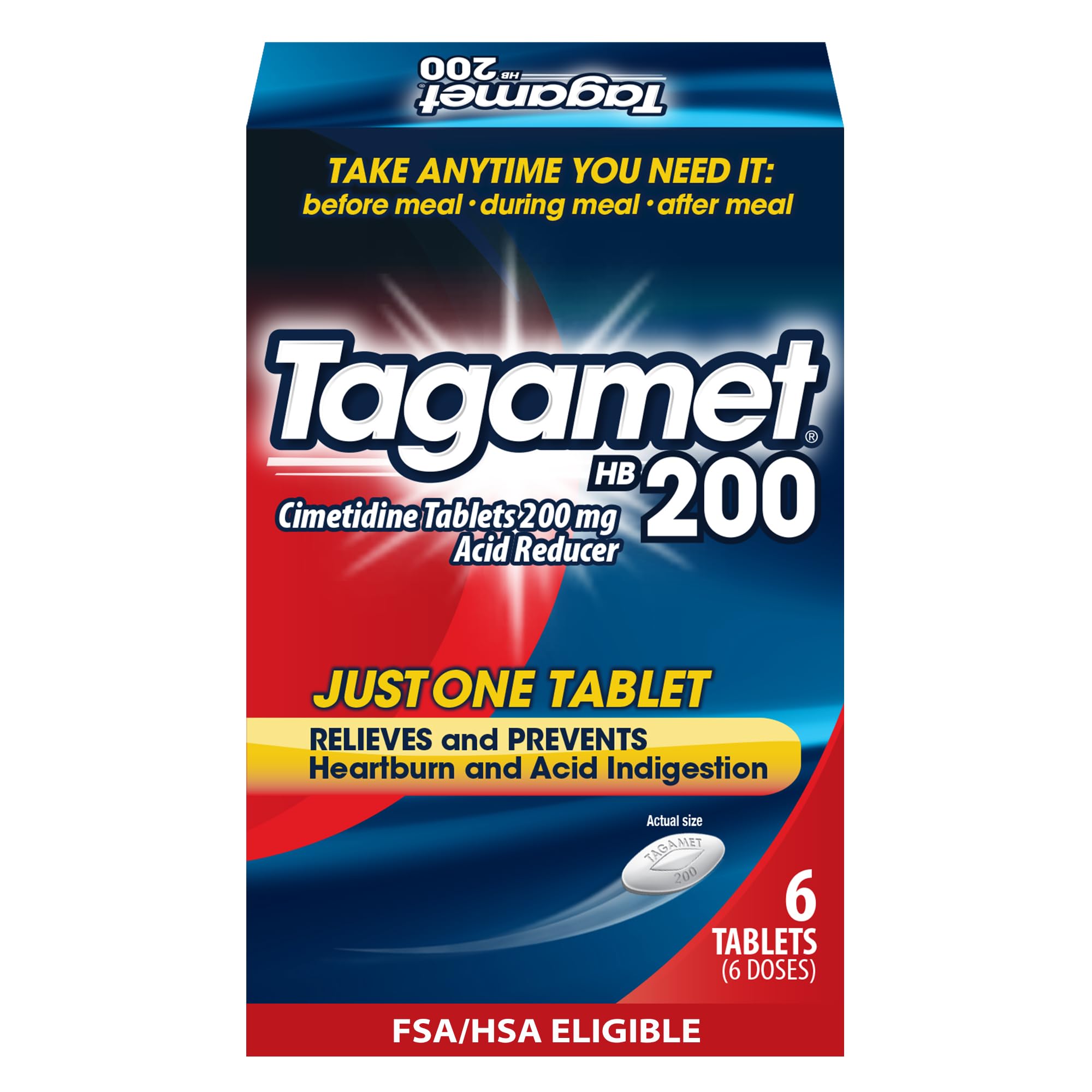 Tagamet HB 200 mg Cimetidine Acid Reducer and Heartburn Relief, Relieves and Prevents Indigestion, 6 Count