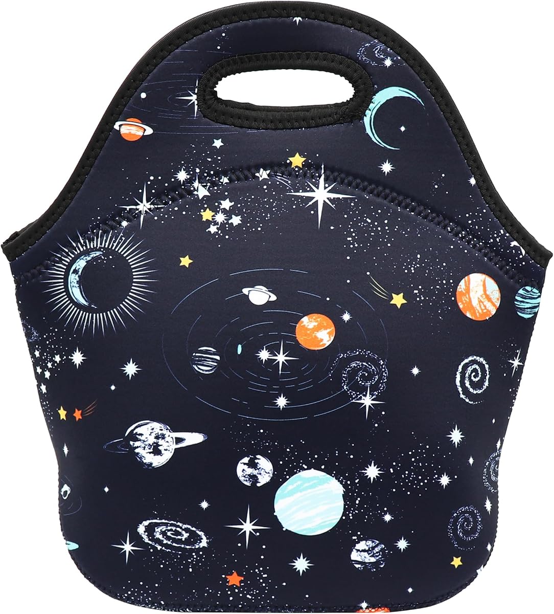Bolsa de almuerzo de neopreno con cremallera, bolsa de almuerzo reutilizable para niños y adultos (espacio)