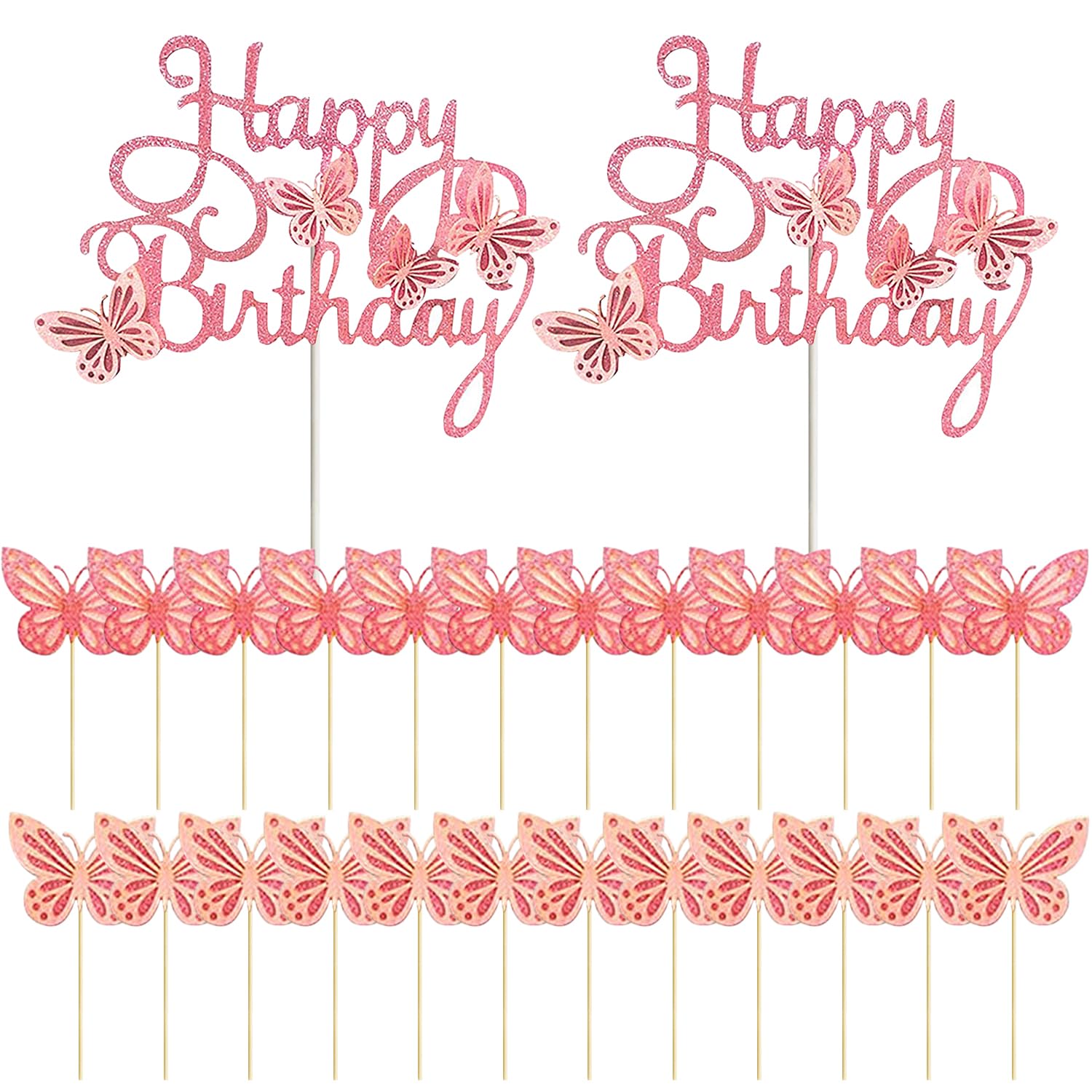 CYNOSURETECH 26 Pieces Butterfly Cake Inserts, Cake Decorations, Ele Cake Inserts, Cake Decorations For Women