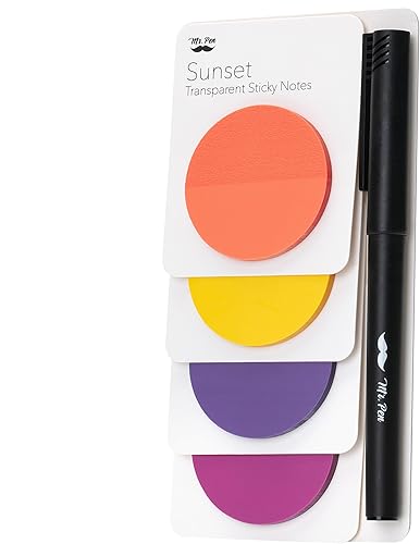 Miniatura 8 de Mr. Pen - Notas adhesivas transparentes, 200 piezas, juego de puesta de sol, notas adhesivas redondas translúcidas, pestañas de notas adhesivas,