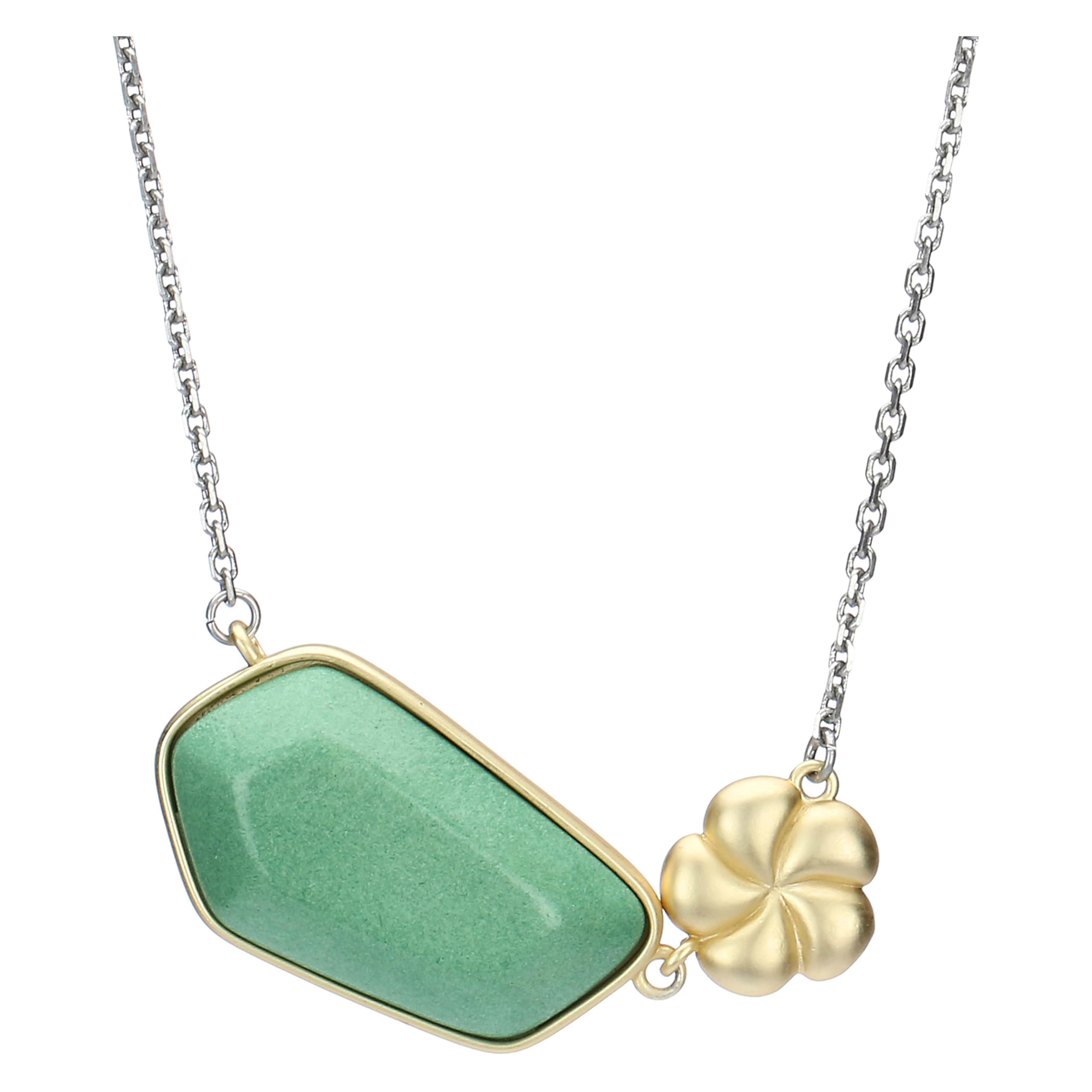 THUN - Collana con pietra e fiore - ceramica, metallo - Collezione Dedicato a te - 40 + 5 cm