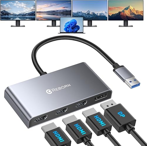 Reborn 3HDMI +1DP, USB to HDMI Adapter
