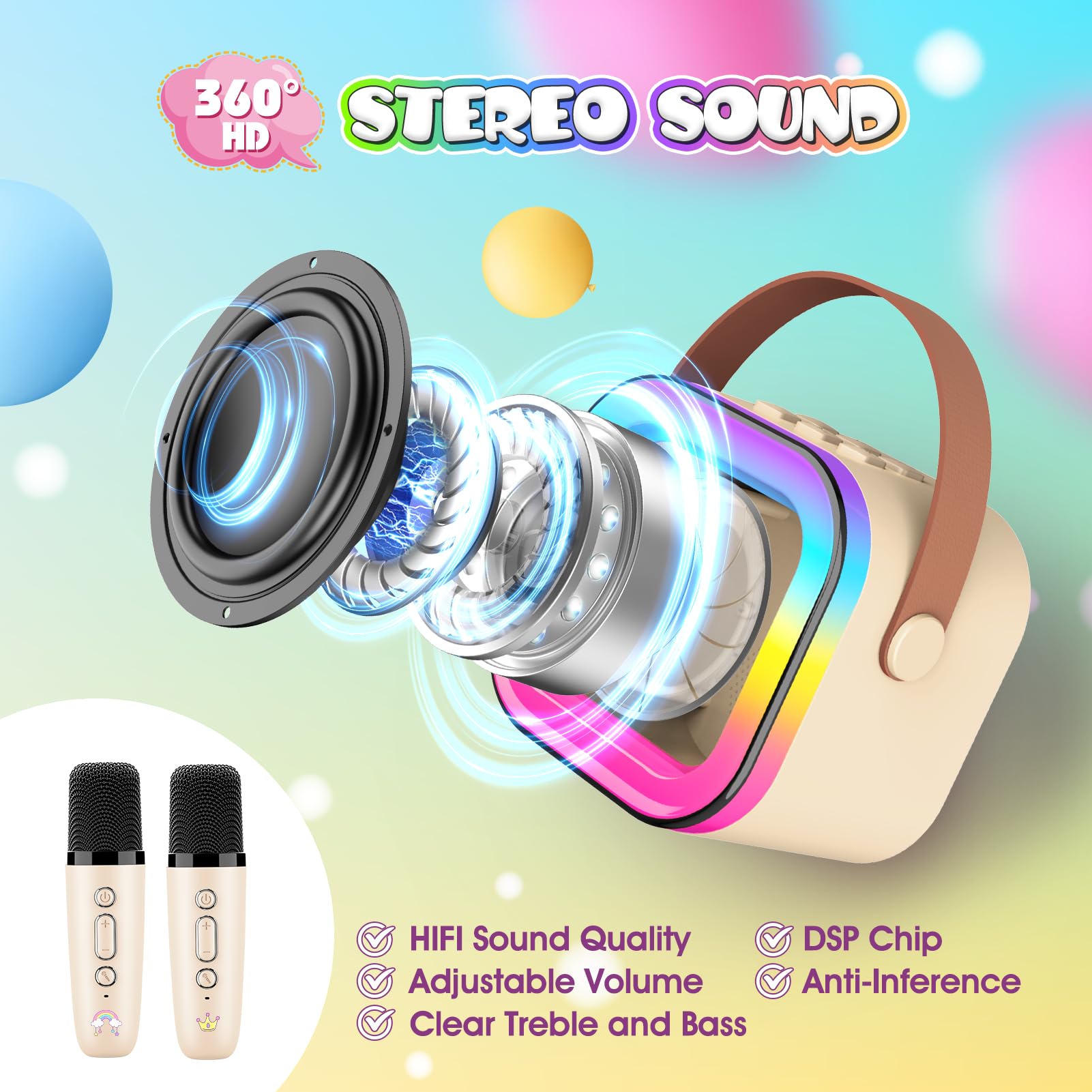 Dislocati Karaoke con Microfono, Regalo Natale Regalo Bambina 3-12 Anni Microfono Bambini Giochi 3-12 Anni Karaoke per Bambini Giocattoli Bambina 4-12 Anni Unicorno Bambina Regalo