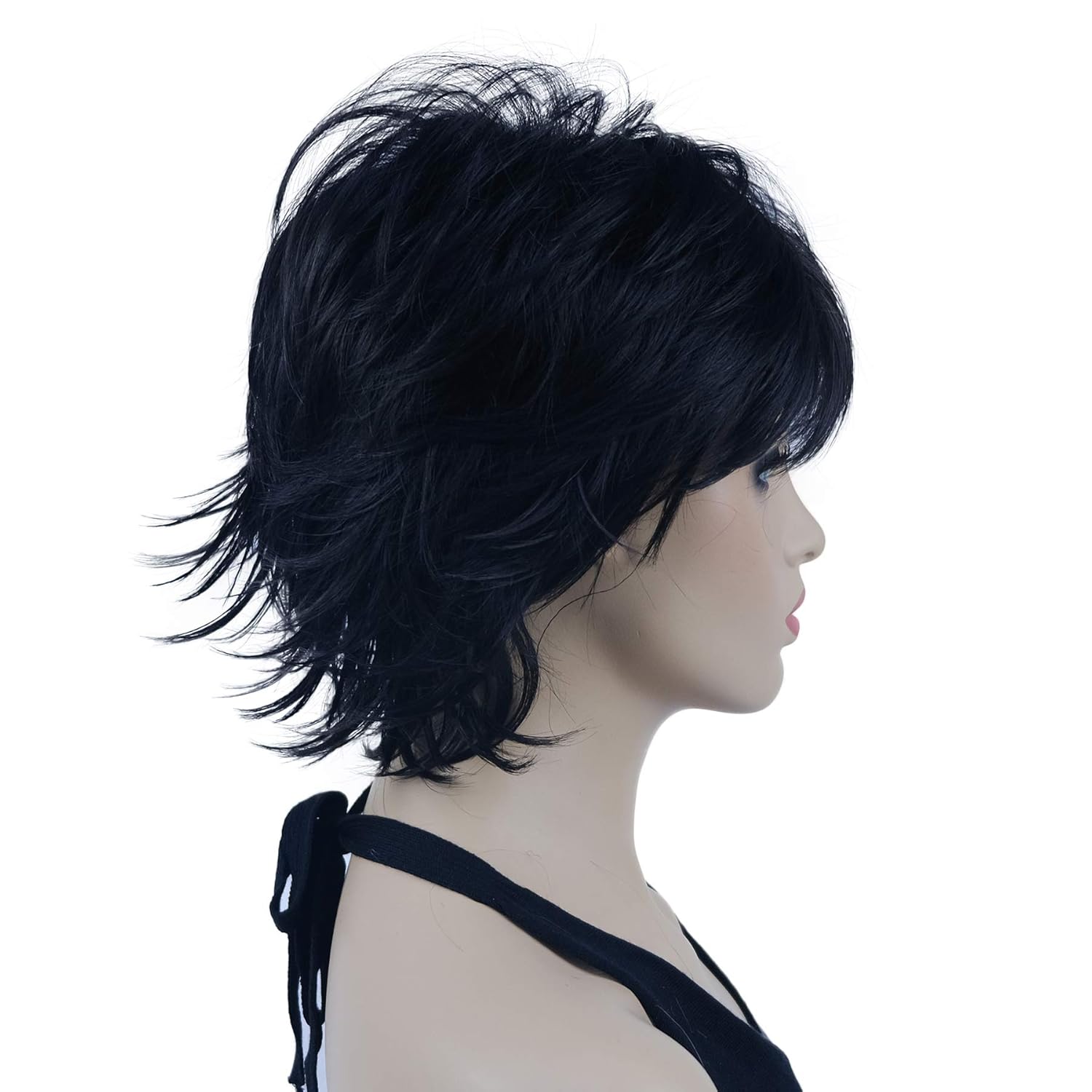 Lydell Short Layered Shaggy Wavy Full Synthetic Wigs (Natural black) - Image 5