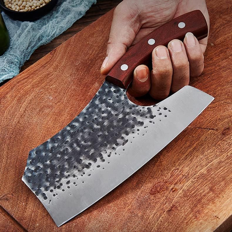 Meat Cleaver,Cleaver Knife Handmade Forged Cleaver Knife Labor-saving Kitchen Slicing Knife 400 Stainless Steel Gyuto Knives Cutting Meat Pork Stalls Tool