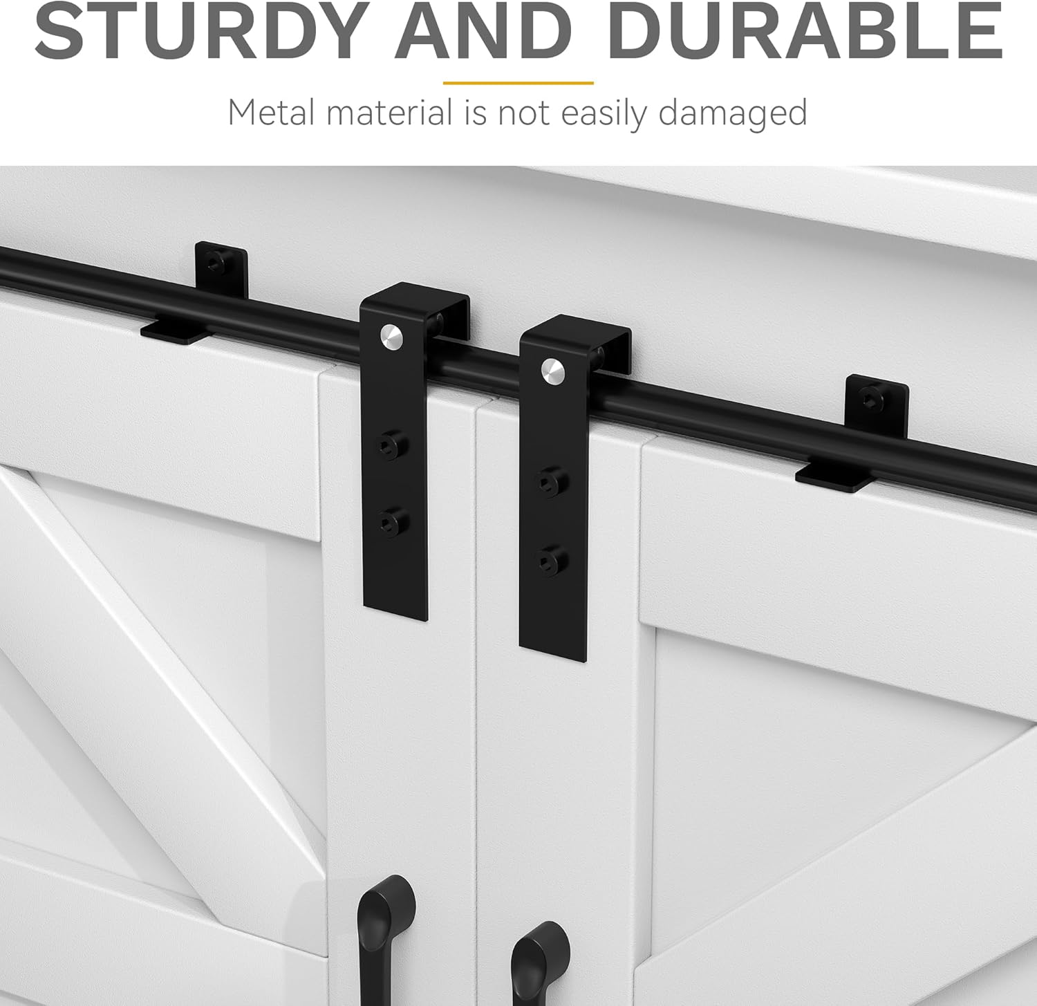 DWVO Farmhouse Buffet Cabinets, 52" Coffee Bar with Goblet Holder & Power Outlet, Sliding Barn Door Sideboard Cabinet for Kitchen & Living Room Storage (White)