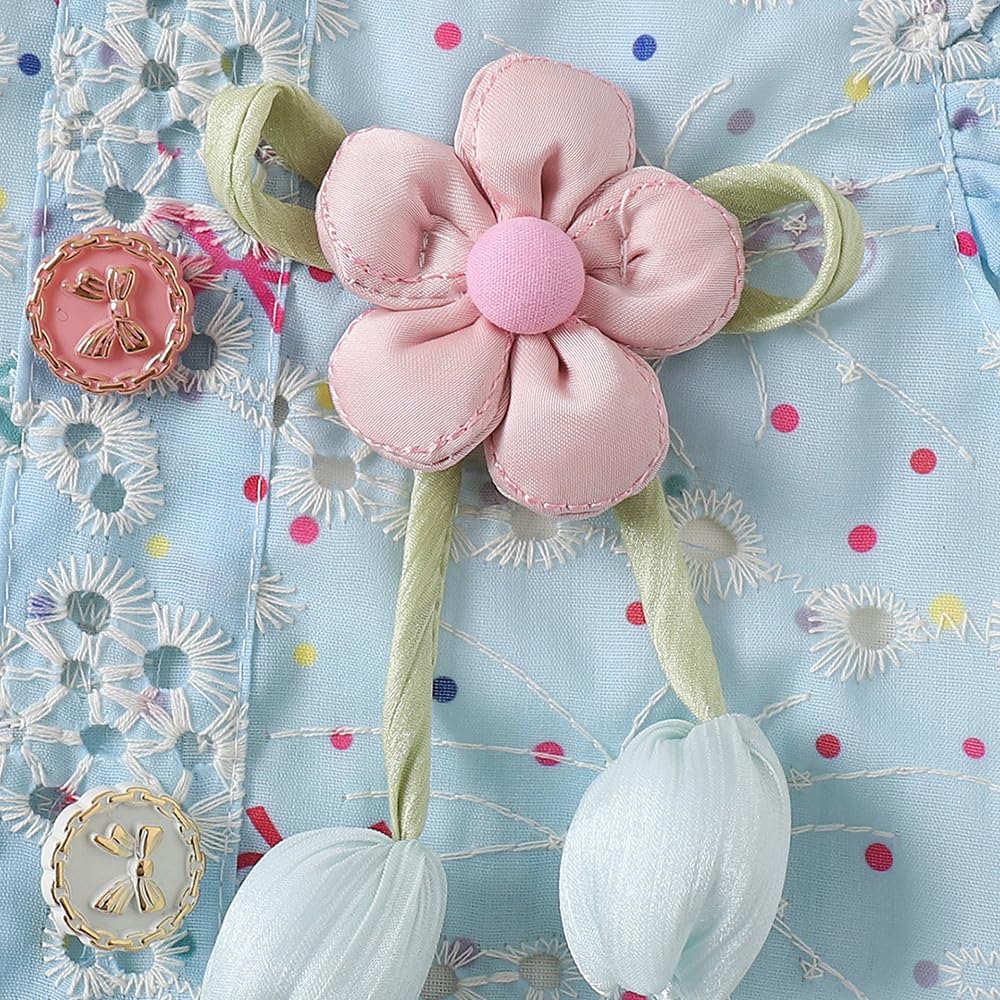 Hopscotch Floral Applique Ruffled Dress For Ages (5-6 Years) 3