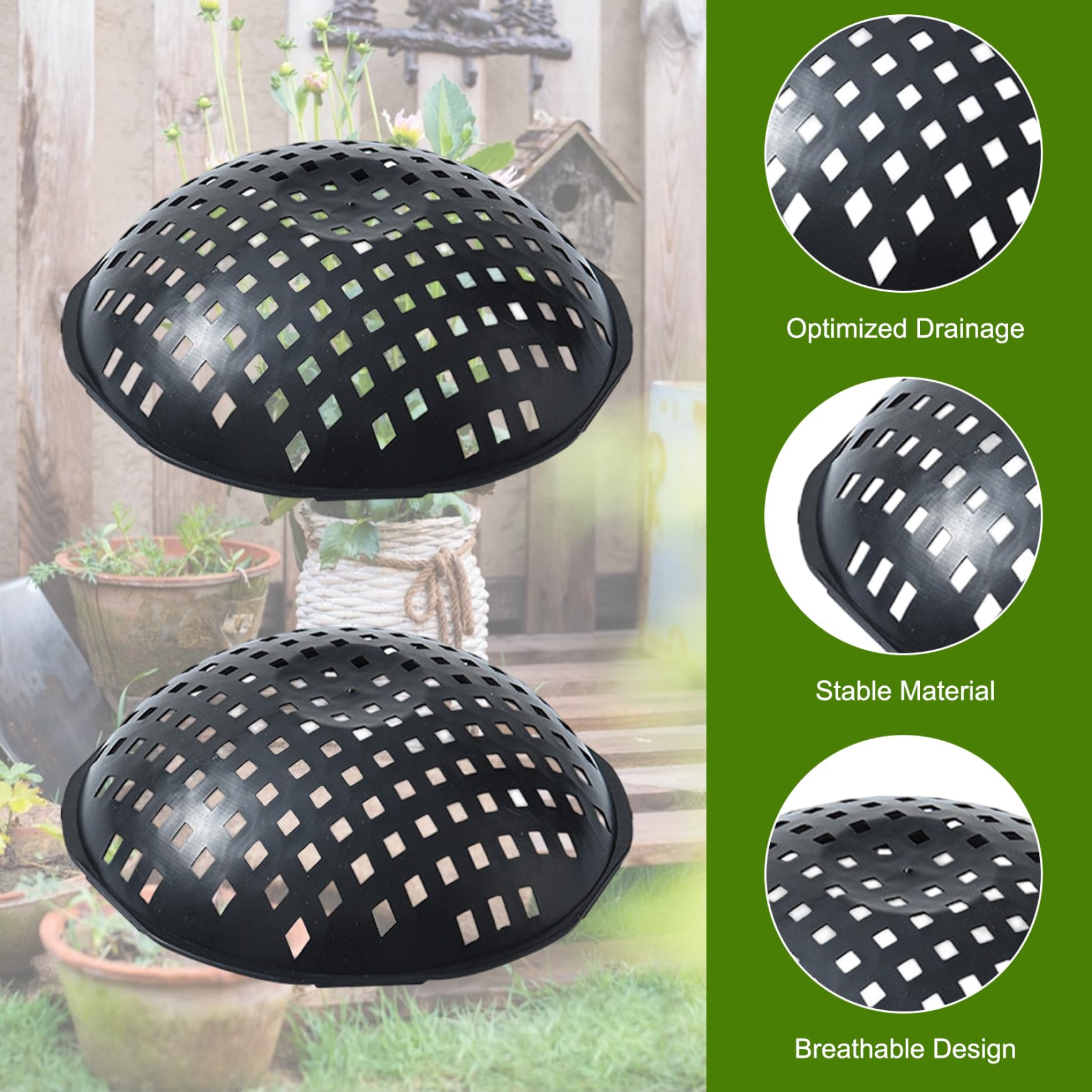 20Pcs Planting Grid with Drainage Holes 3 Inch Leakproof Plastic Bowl Shape Planter Inserts for Large Pots Breathable Round Drainage Mesh Pad for Home Garden Rocks for Potted Plants