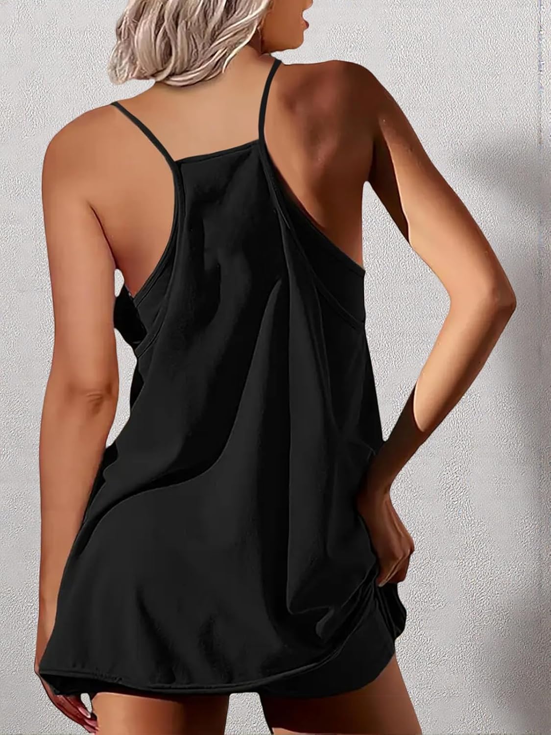 Women’s Sleeveless V Neck Loose Fit Romper Dress with Shorts Set for Lounge Outdoor Travel Relaxed Sportswear Use