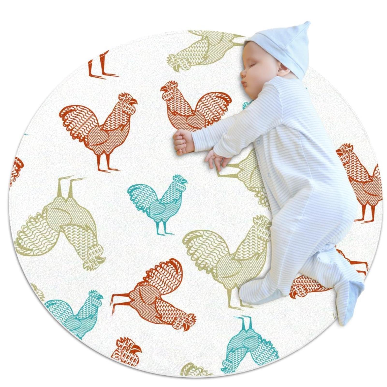 Tapis de salle de bain coq coloré camomille rond 1m antidérapant chambre canapé