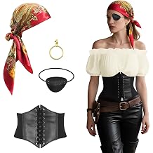 Pirate Costume for Women with Accessories Renaissance Short sleeve Blouse