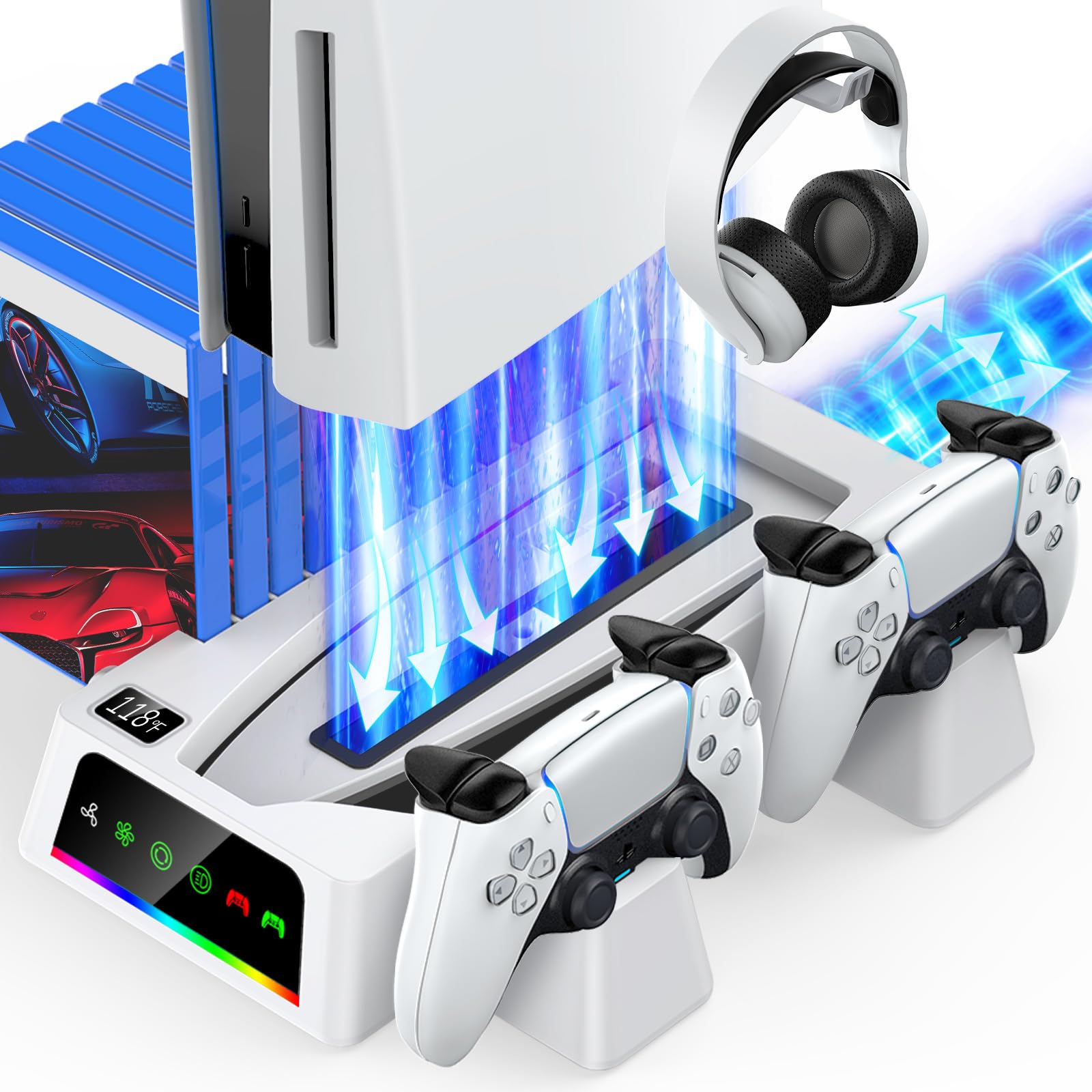 YOGES PS 5 Controller Charger Compatible with DualSense & Edge Controller, 2.0 H Fast PS 5 Charger 1