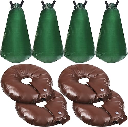 Eaasty 4 bolsas de riego de árboles verdes de 20 galones, 4 unidades, 15 galones, liberación lenta de agua, ahorro de agua, de PVC, anillo de riego