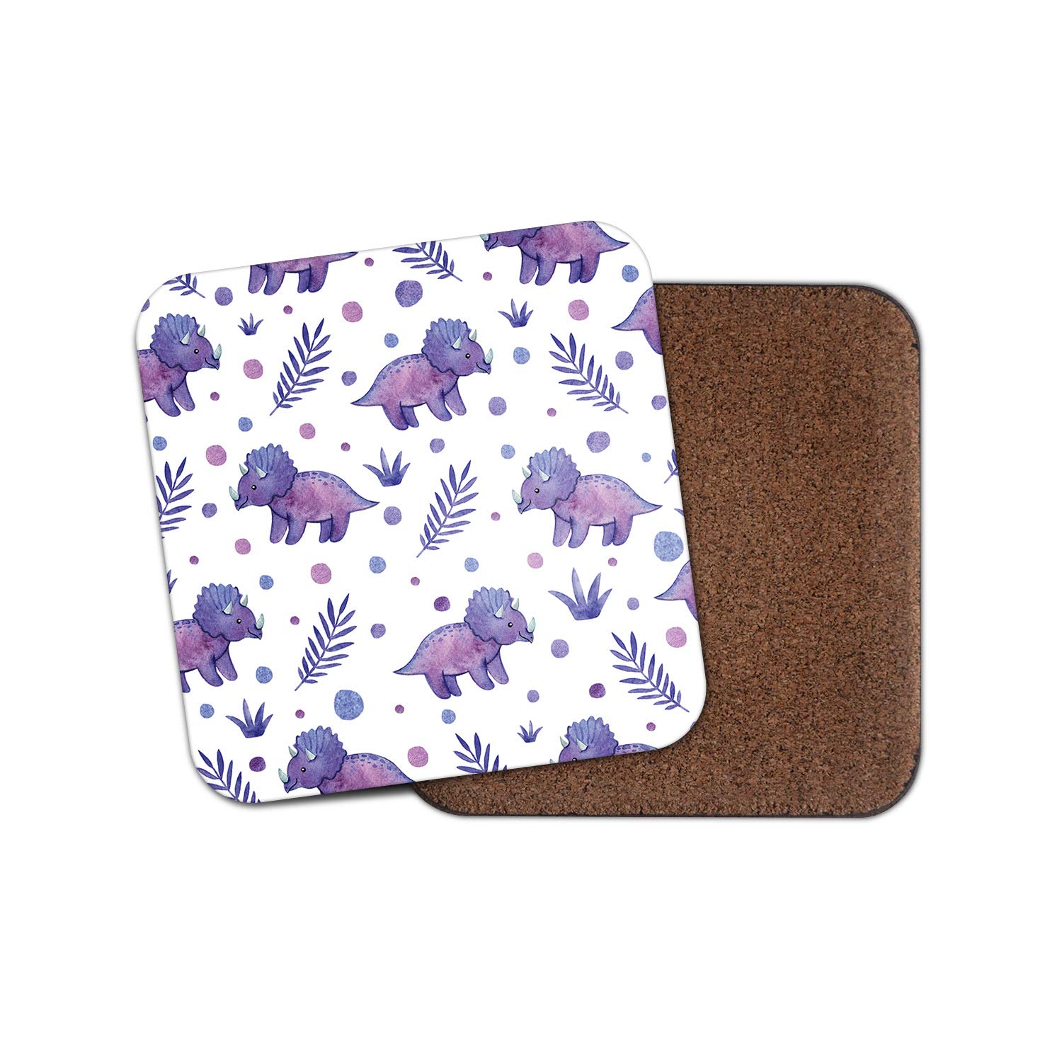 1 x Purple Triceratops Coaster - Dinosaur Dino Jurassic Adorable Boys #15986