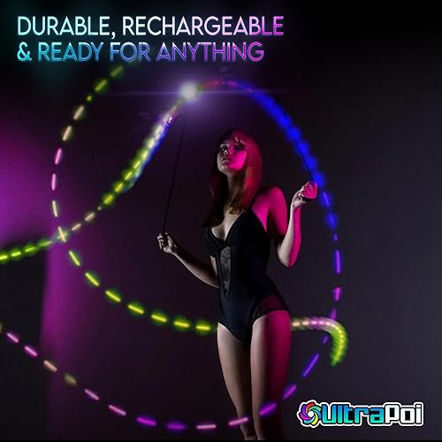 Miniatura 5 de OrbPoi - Juego Orb Poi con manijas de perilla no LED, bolas LED de contacto recargables por USB, con más de 30 modos de color y patrones