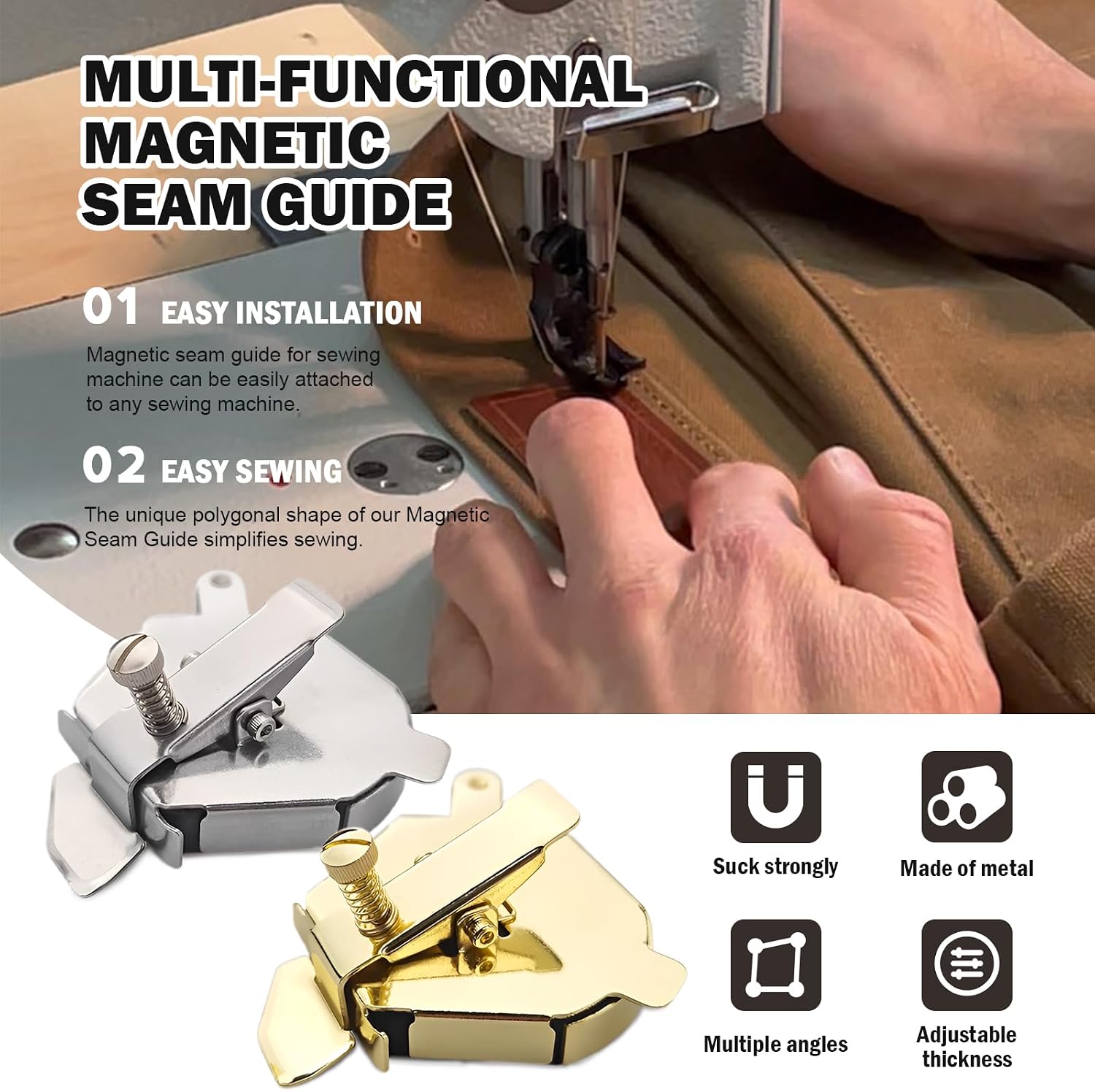 2024 Upgraded Multi-Purpose Magnetic Guide for Sewing Machine, Upgraded Multi-Purpose Magnetic Guide for Sewing Machine with Roller, Multi-Purpose Magnetic Guide for Sewing Machine Roller (Mix-2Pack)