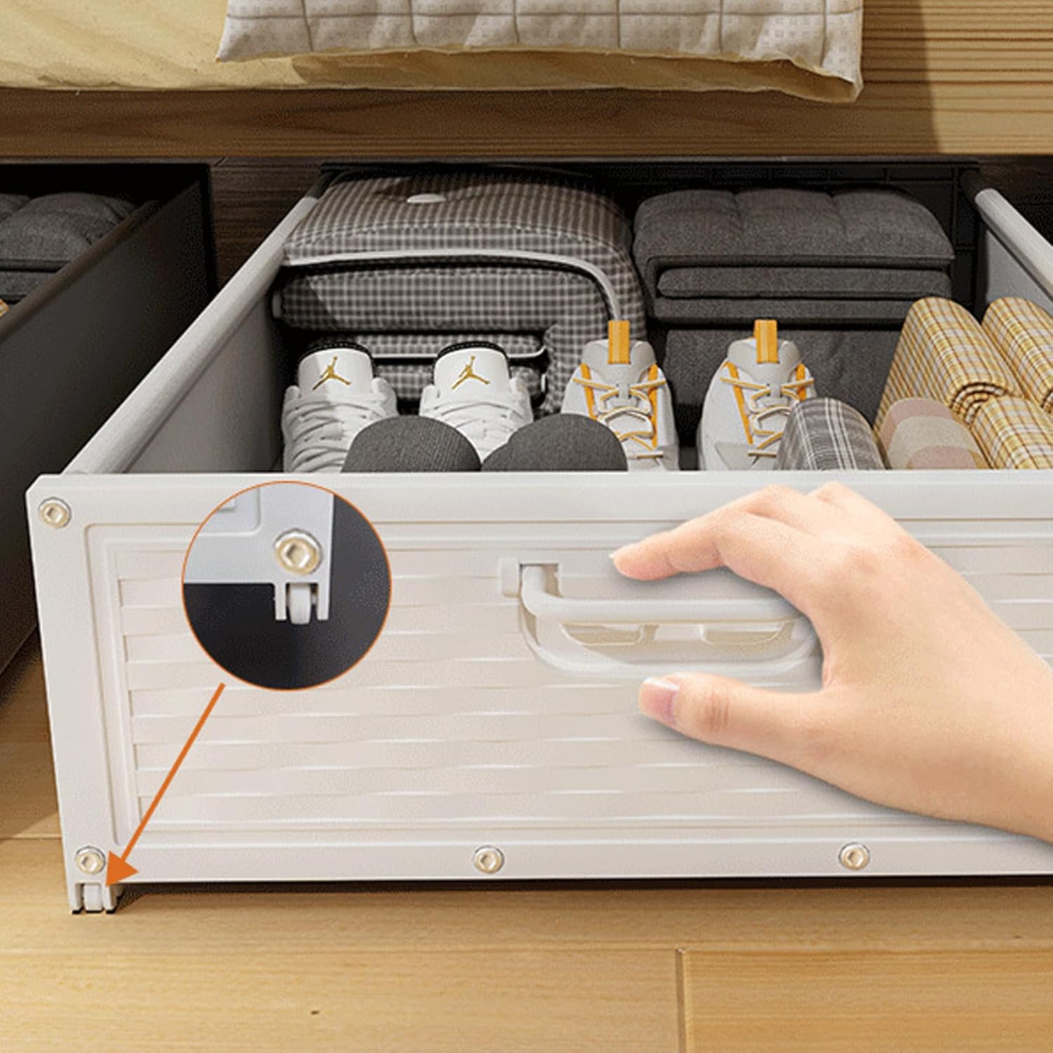 Generic Under Bed Storage With Wheels, Foldable Space Under Bed Drawer Shoe Storage Organizer for Shoes Clothes