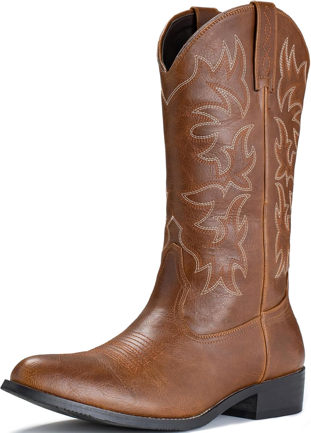 IUV Cowboy Boots for Men Western Boot Durable Classic Embroidered Snip Toe