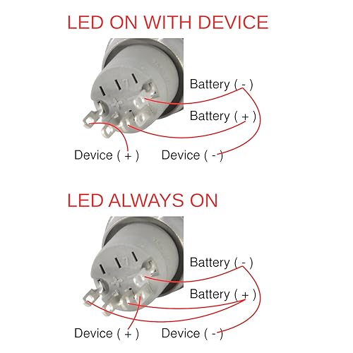 Miniatura 5 de JacobsParts Interruptor de arranque momentáneo de acero inoxidable plateado con LED verde para orificio de corte de panel de 58" (16mm) de diámetro