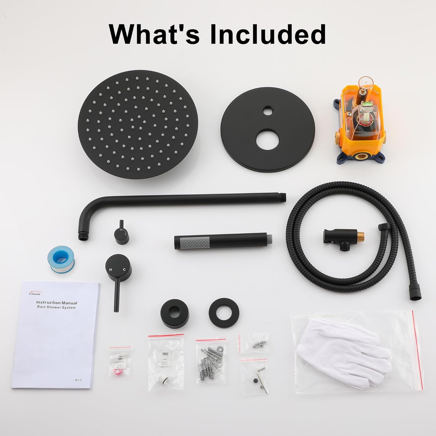 High-Pressure Shower System with 10 Inch Round Rain Shower Head and Handheld Wall Mounted, Shower Faucet Set Combo Set with 2 in 1 Handheld Showerhead for Bathroom, Matte Black