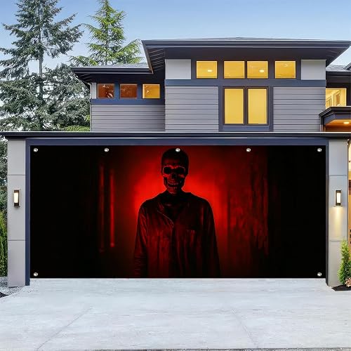 BlissYard Halloween Door Cover 13x6ft Polyester Garage Banner