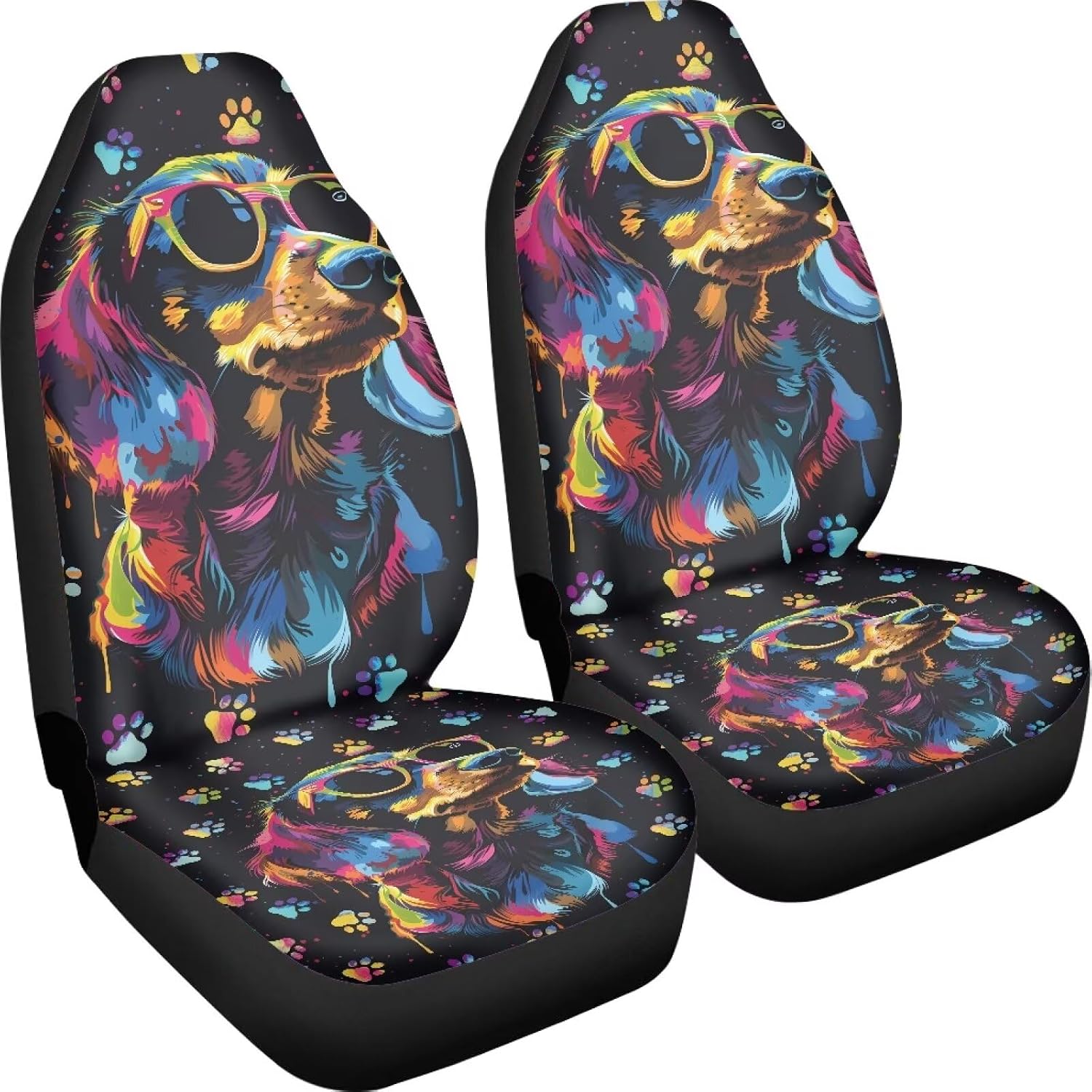 Dachshund Paw Print Car Seat Covers, Breathable Automotive High Back Seat Covers 2PCS Set Bucket Seat Cover Fit for Most SUV, Van, Truck, Sedan image 4