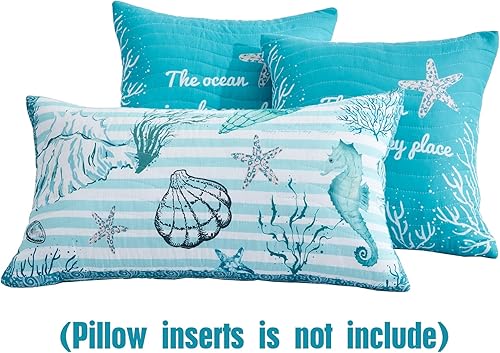 Miniatura 8 de HZ & HY Coastal - Colcha extragrande extragrande de 128 x 120 pulgadas, extra ancha, ropa de cama ligera para playa, colcha náutica, costuras