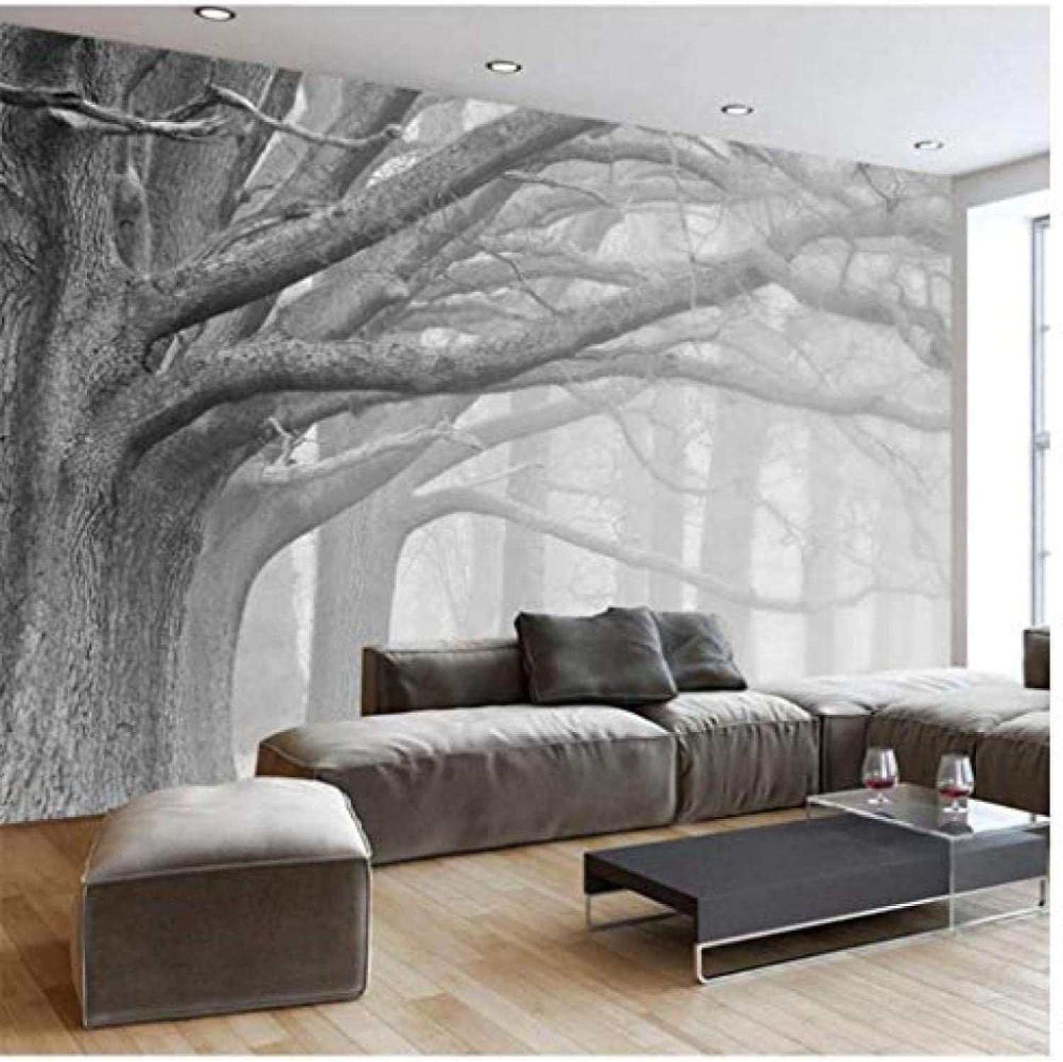 Papier peint paysage d'arbres pour décoration murale de salon