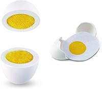 Vista 2 de Hape Egg Carton 3 Hard-Boiled Eggs with Easy-Peel Shell & 3 Fried, Wooden Realistic Educational Toy for Children 3+, White and Yellow (E3156)