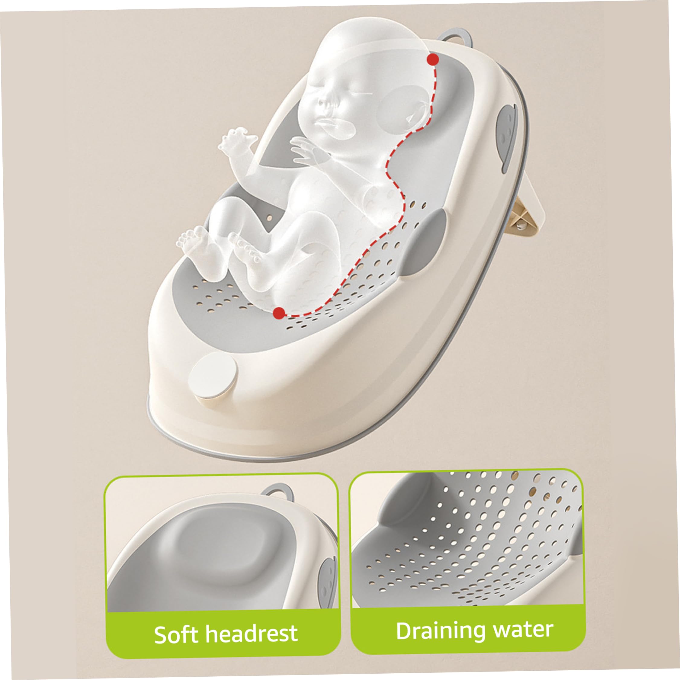 Supporto per bagnetto, seggiolino per vasca da bagno antiscivolo con supporto morbido per la colonna vertebrale e piedini pieghevoli, grigio