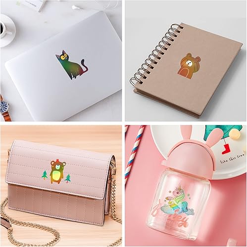 Miniatura 41 de 24 hojas laminadas holográficas transparentes holográficas, autoadhesivas, película de vinilo impermeable con purpurina transparente para papel