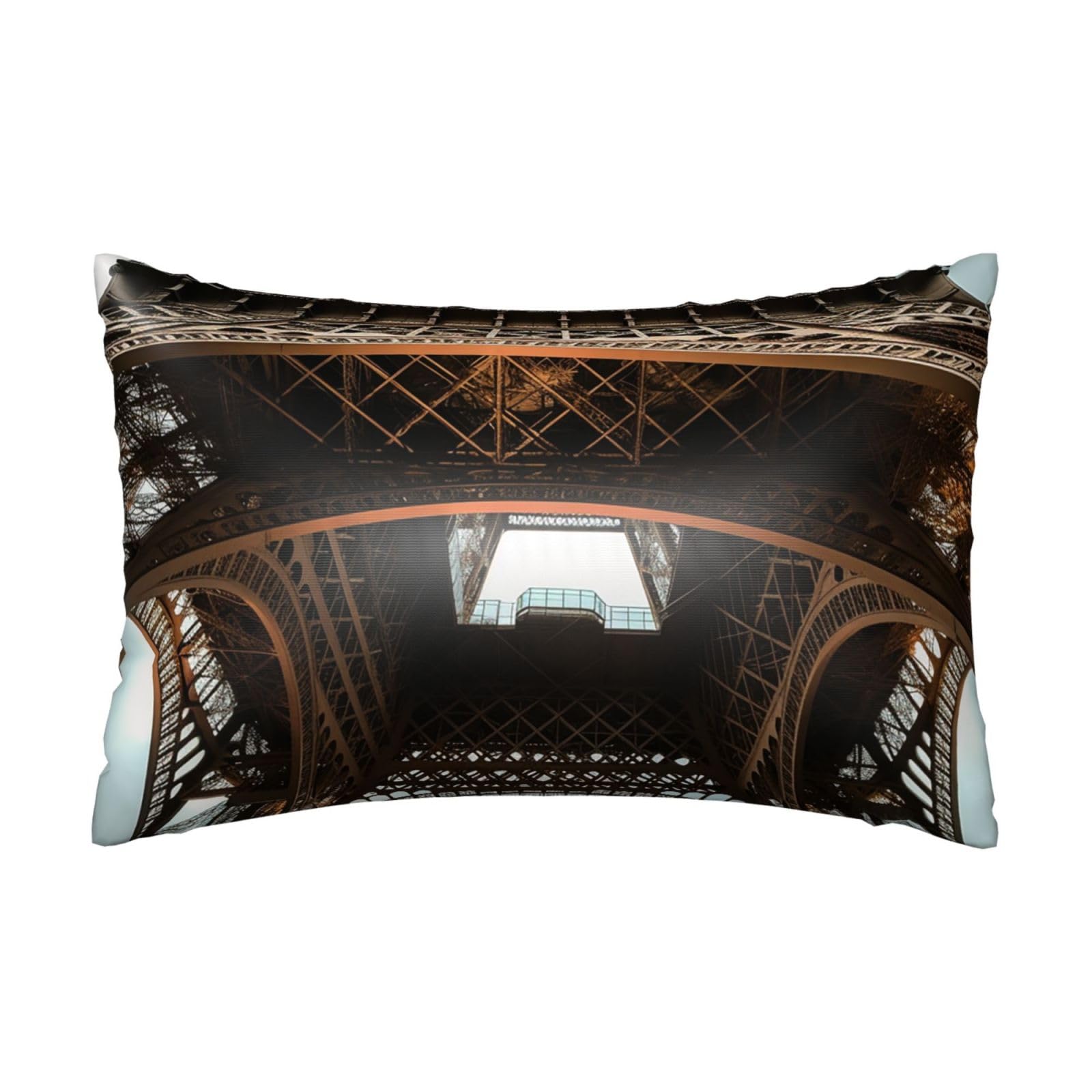 Satin Pillowcase for Hair and Skin,Soft Breathable Silk Pillowcase Look Up Eiffel Tower Cooling Pillow Cover with Hidden Zipper Queen Size Cushion Case for Bedroom Sofa 20”X30”
