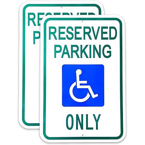 Reserved & Handicap Parking Signs (2 Pack) - Large 12 x 18 Inches Aluminum, Engineer Grade Reflective, UV Protected & Weatherproof