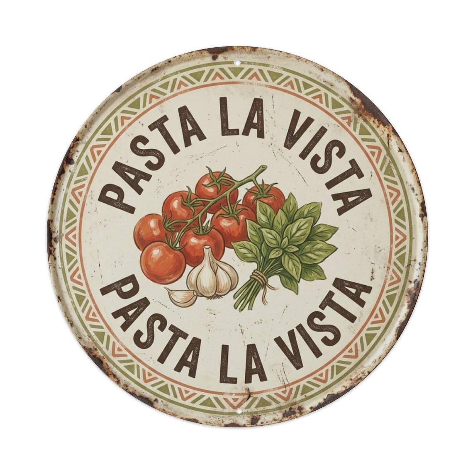 European Tin Sign 2 - Italian Terracotta Vintage Metal Tin Sign Plaque Wall Decor for Cafe, Club Bar, Office, Garden Metal Poster 8x8Inch