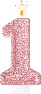 Pink Birthday Candles, Romantic Cake Pink Number Candles Numbers Shape Suitable for Birthday Parties, Anniversary Cake Decoration(1)