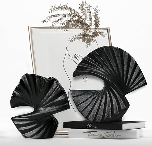 Jarrón de cerámica  Juego de 2 para decoración del hogar, jarrones de pampa con forma de árbol negro, estilo minimalista nórdico bohemio para