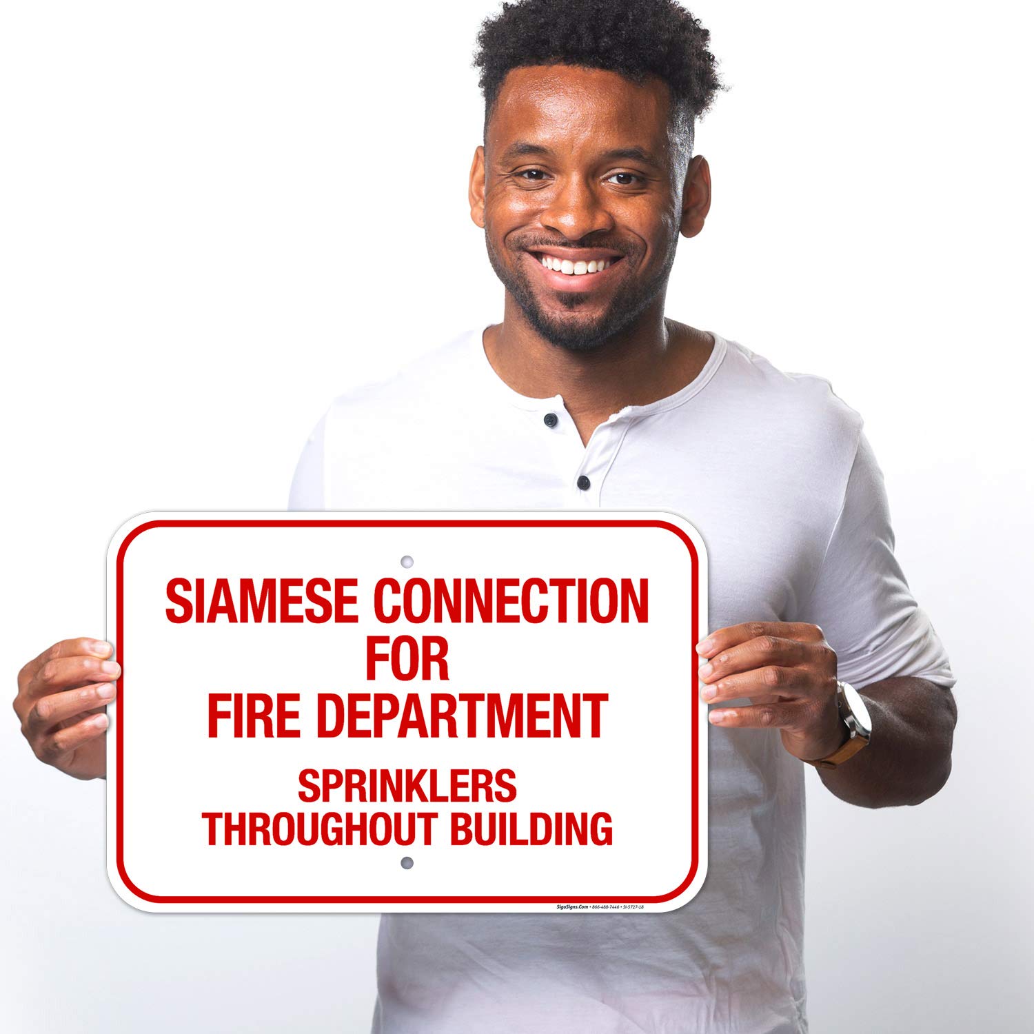 Siamese Connection for Fire Department Sign, Fire Safety Sign, (SI-5727) 12x18 Inches, Rust Free .063 Aluminum, Fade Resistant, Made in USA