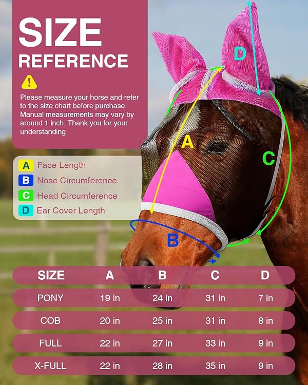 Hilltown Fly Mask for Horse with Ears - X-Full, Pink by Hilltown - Used condition - Image 7