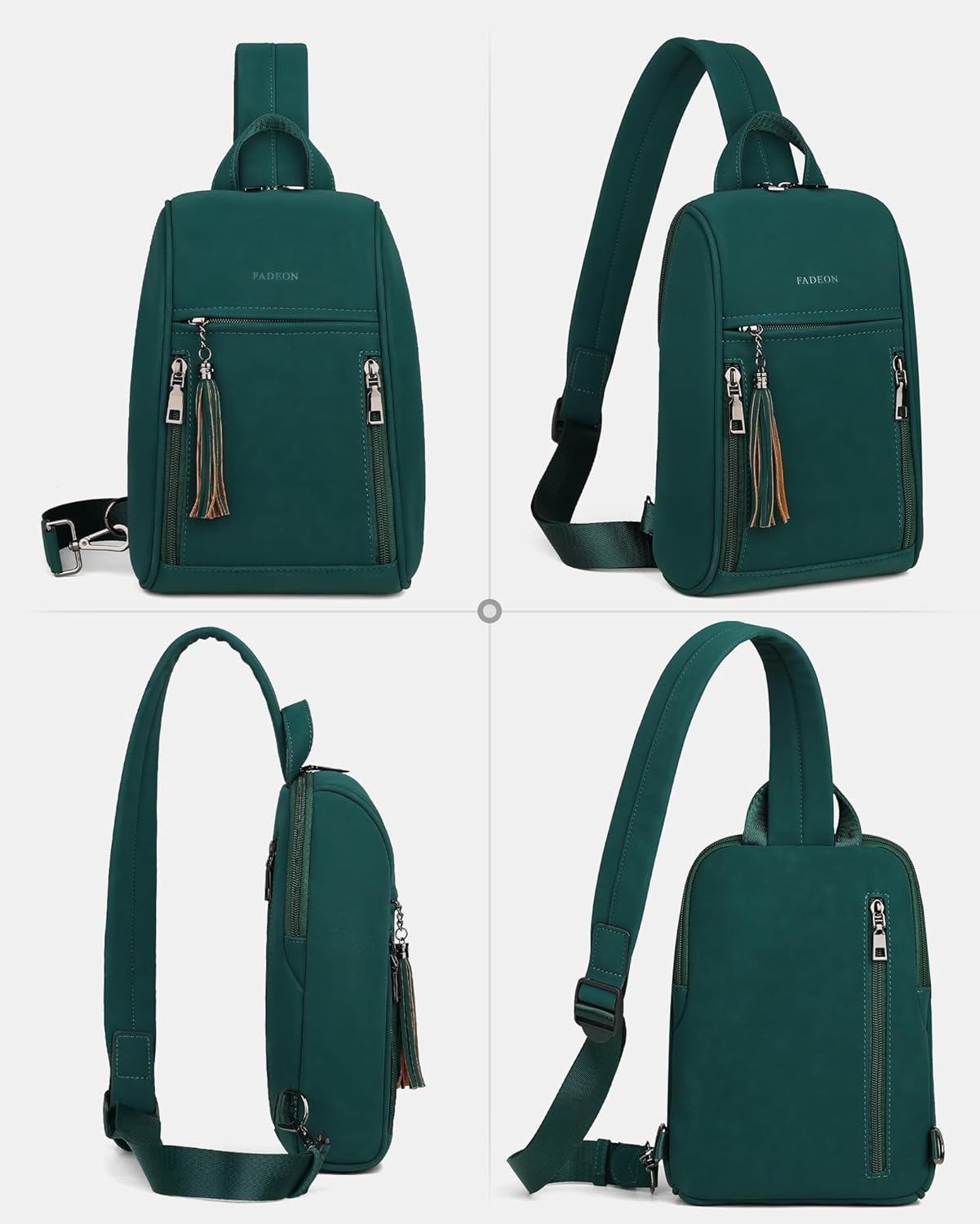 FADEON Sling Bag for Women, Crossbody Backpack with Tassels, Designer Leather Shoulder Chest Bags for Travel - Image 8