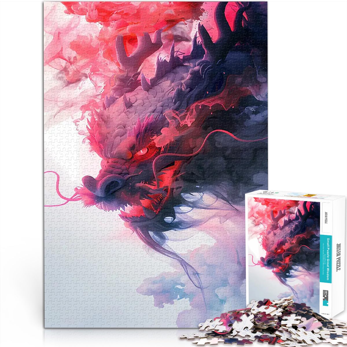 1000 Piece Jigsaw Puzzle for Adults Red Dragon für Lernspiel-Herausforderungsspielzeug Tolles Geschenk für Spiele38x26cm — image 1