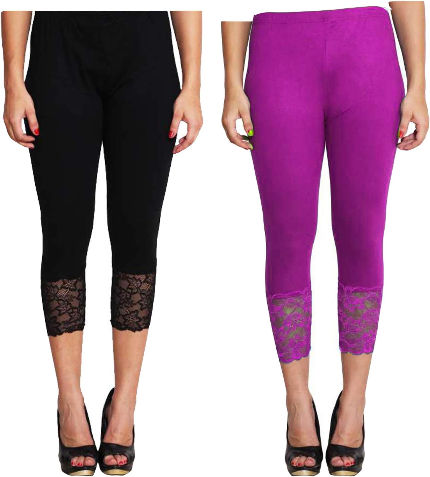 Snowball Lace Capri Leggings for Women | Stylish Net Capri for Girls