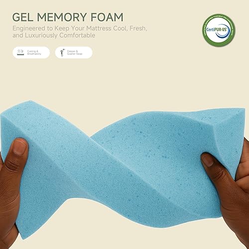 Miniatura 6 de Colchón tamaño King de 10 pulgadas para dormir más fresco, sin dolor de espalda - Colchón de espuma viscoelástica de grafeno y gel en una caja,