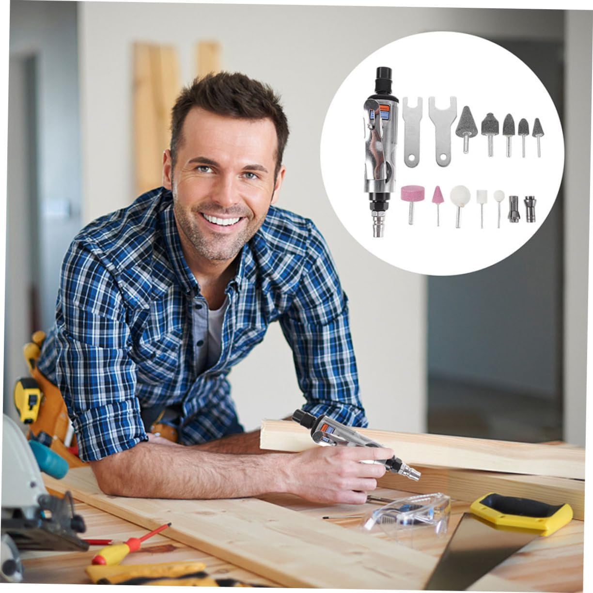 1set Pneumatic Angle Die Tool High-efficiency Air Tool for Carving Polishing and Grinding and Construction Compact Design for Easy Handling