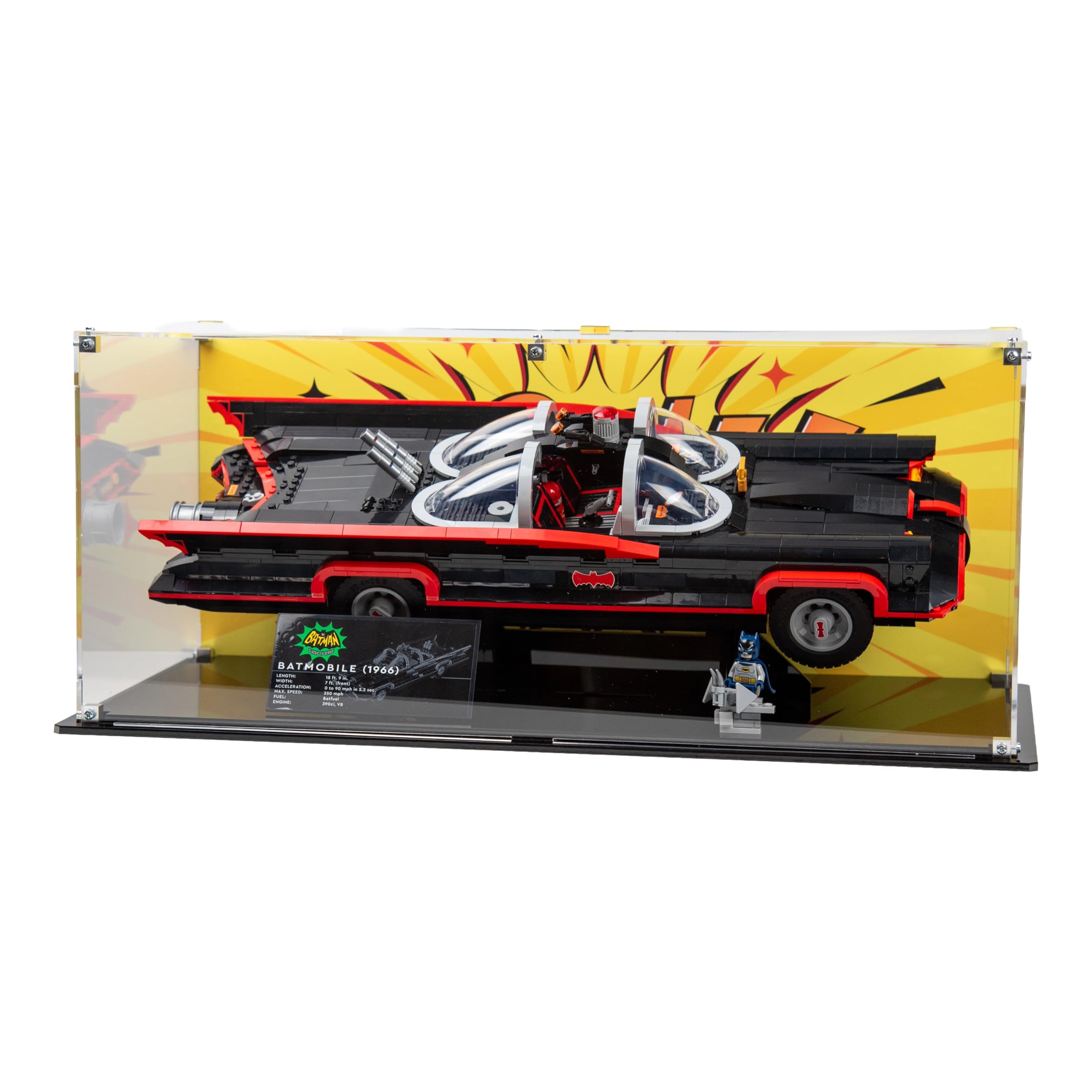 Acrylic Display Case compatible with LEGO® Batman™: The Classic TV Series Batmobile™ (76328) (Printed Background)