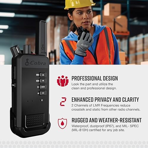 Miniatura 3 de Cobra Performa 400 - Radio de negocios (1 paquete con base), radio profesional bidireccional UHFLMR de 2 canales, walkie talkie impermeable, a