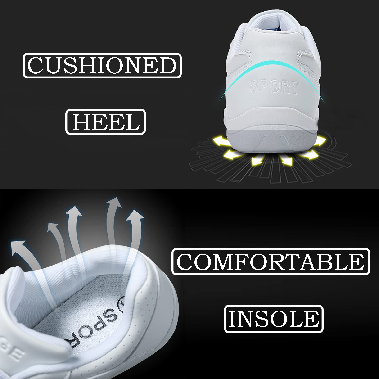 CERYTHRINA Womens Cheerleading Shoes Girls Athletic Cheer Dance Shoes Lightweight Training Competition Tennis Sneakers White 41