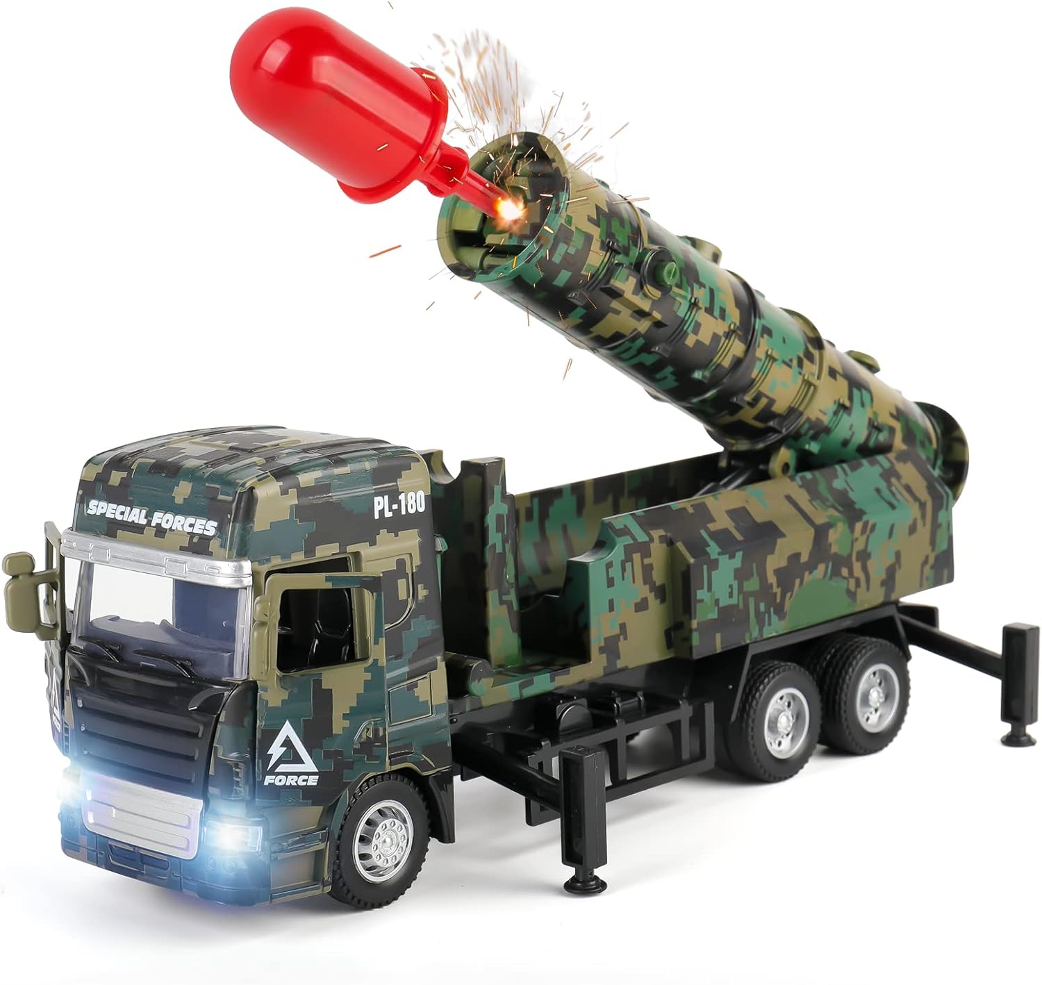 Missile Truck for Boys, Military Toys Vehicle with Lights & Sounds, Pull Back Army Toy Car Gift for 3 4 5 6 7 8 Year Old Boys Kids
