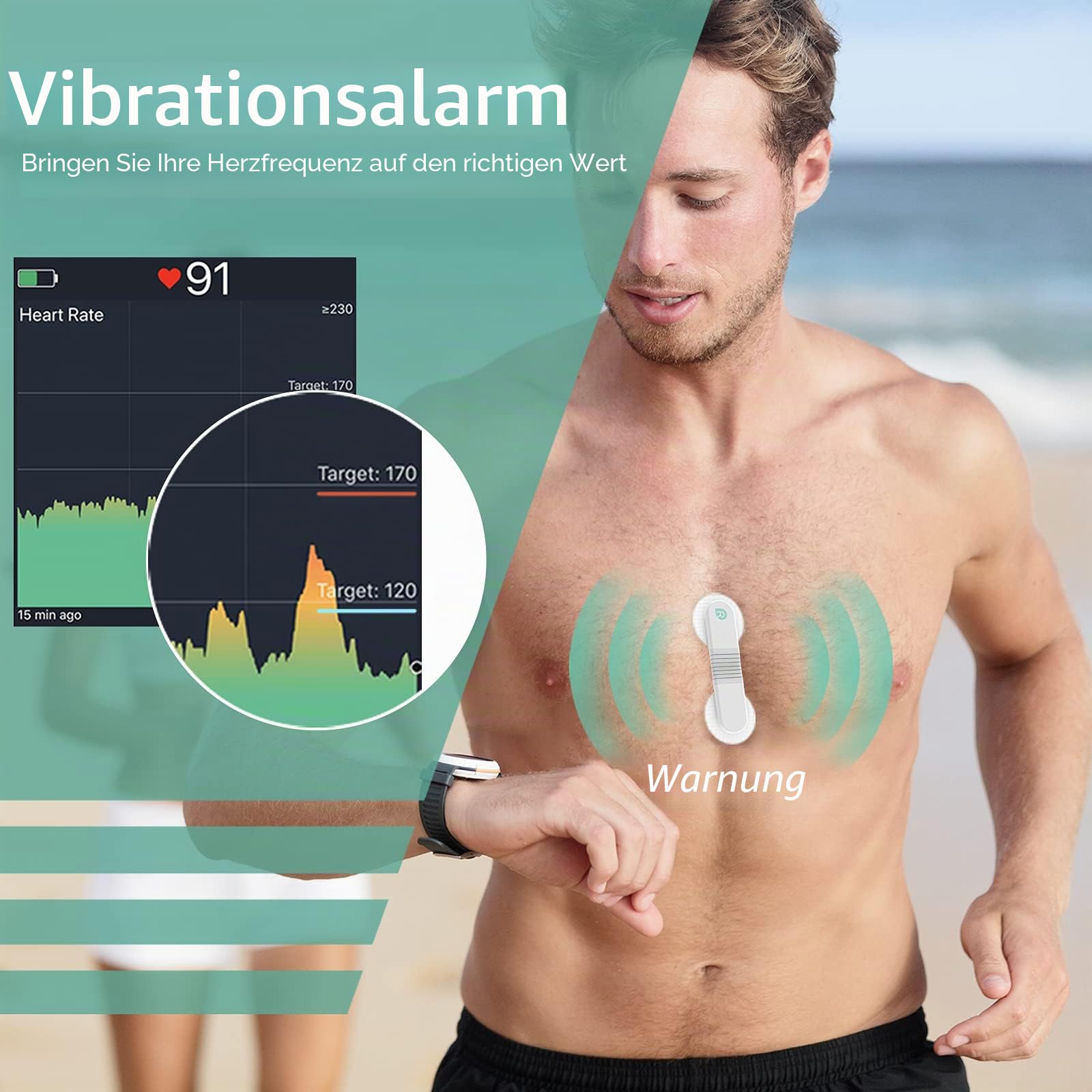 Wellue VisualBeat Brustgurt Herzfrequenzmesser, ANT +, Bluetooth, 24-Stunden-Herzfrequenzmessung, APP mit EKG Funktion, Tragbarer Herzfrequenz Sensor mit Vibrationsalarm